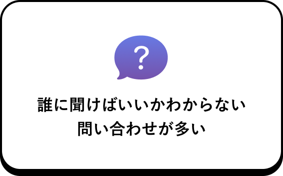 誰に聞けばいいかわからない問い合わせが多い